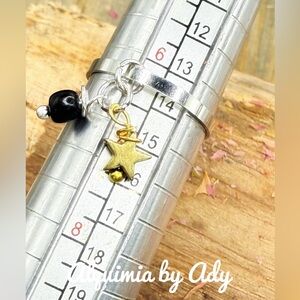 ONYX + GOLD STAR ⭐️ Charms silver ring